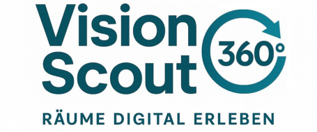 Logo von Vision Scout 360°, das digitales Erleben von Räumen symbolisiert.